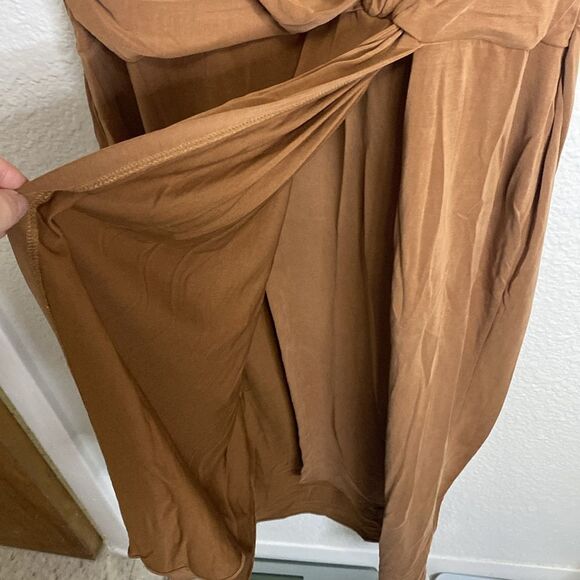 rag & bone Brown Midi wrap flattering crossover draped Dress - Picture 7 of 10